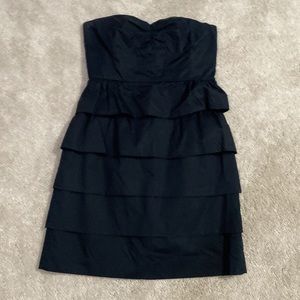 J Crew strapless black ruffle dress